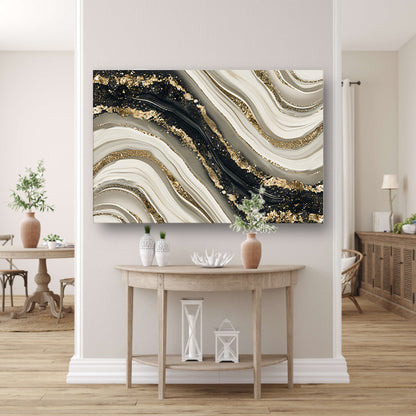 Abstracte gouden kunst met dynamische accenten acrylglas