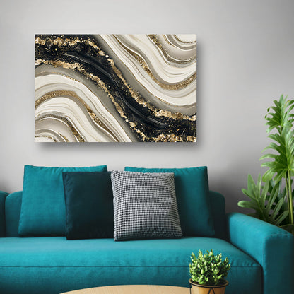 Abstracte gouden kunst met dynamische accenten poster