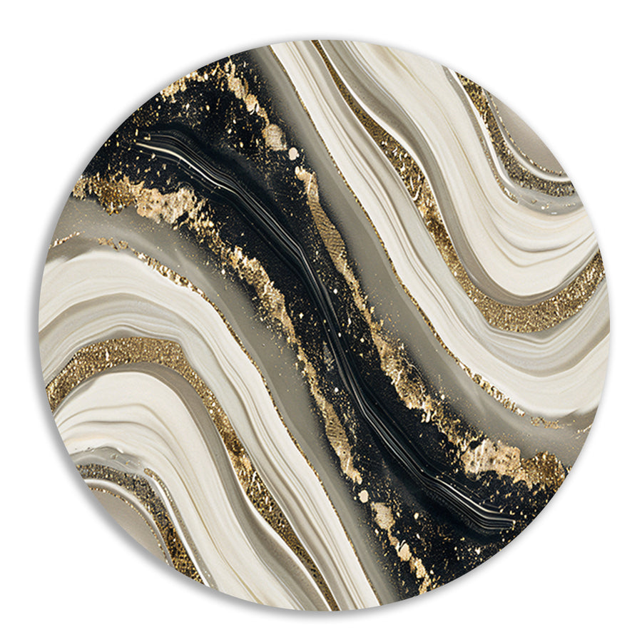 Abstracte gouden kunst met dynamische accenten aluminium muurcirkel