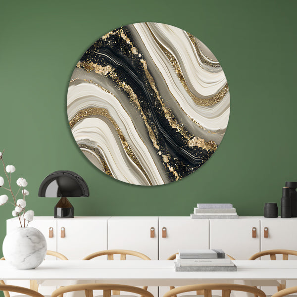 Abstracte gouden kunst met dynamische accenten forex muurcirkel