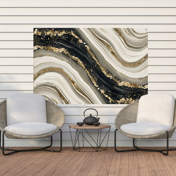 Abstracte gouden kunst met dynamische accenten tuinposter