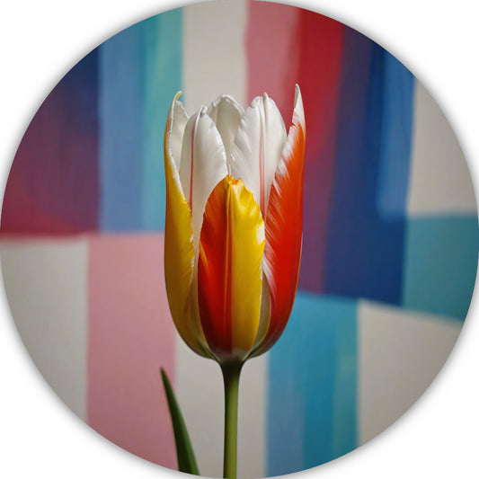 Abstracte tulp met kleurrijk patroon aluminium muurcirkel
