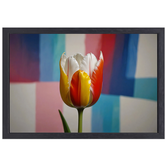 Abstracte tulp met kleurrijk patroon canvas met baklijst