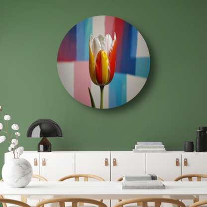 Abstracte tulp met kleurrijk patroon aluminium muurcirkel