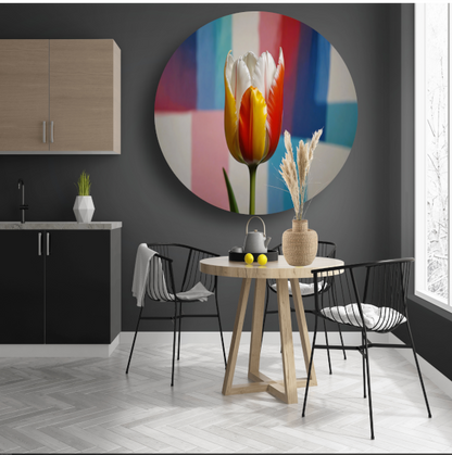 Abstracte tulp met kleurrijk patroon forex muurcirkel