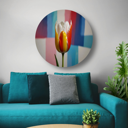 Abstracte tulp met kleurrijk patroon aluminium muurcirkel