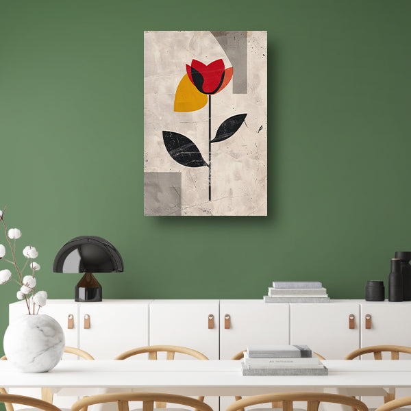 Moderne abstracte roos met kleurrijke accenten canvas