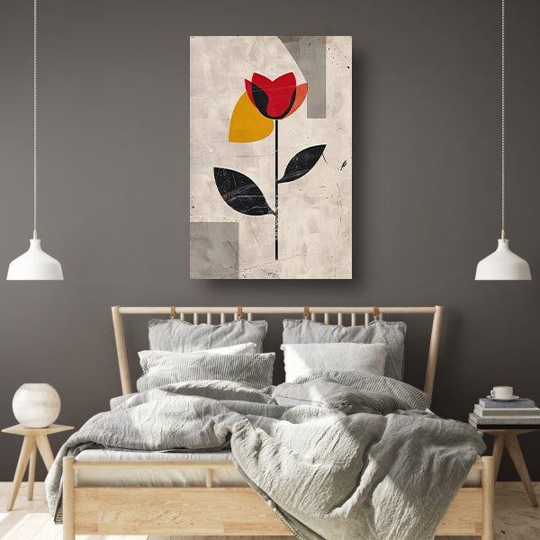 Moderne abstracte roos met kleurrijke accenten canvas