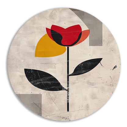 Moderne abstracte roos met kleurrijke accenten aluminium muurcirkel