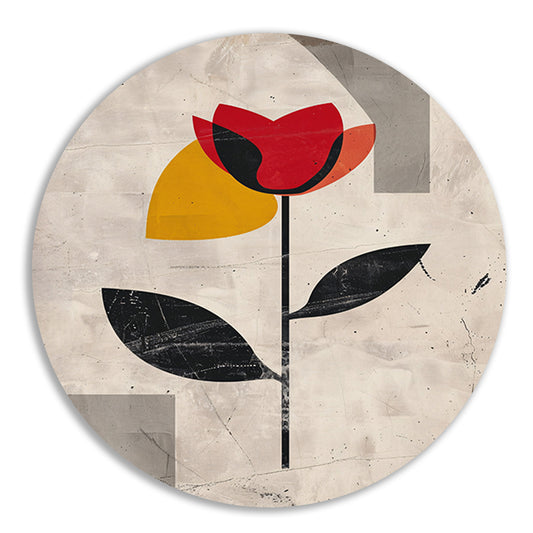 Moderne abstracte roos met kleurrijke accenten aluminium muurcirkel
