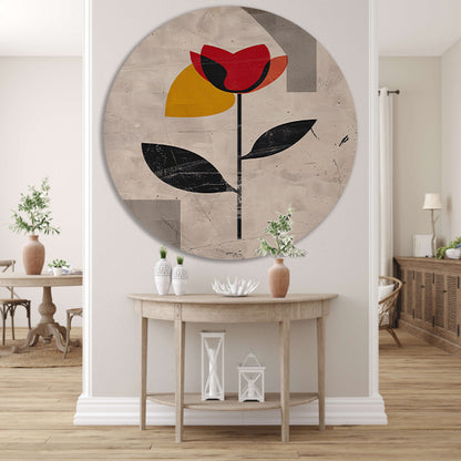 Moderne abstracte roos met kleurrijke accenten aluminium muurcirkel
