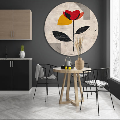 Moderne abstracte roos met kleurrijke accenten aluminium muurcirkel