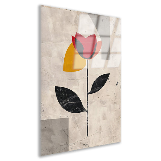 Moderne abstracte roos met kleurrijke accenten acrylglas