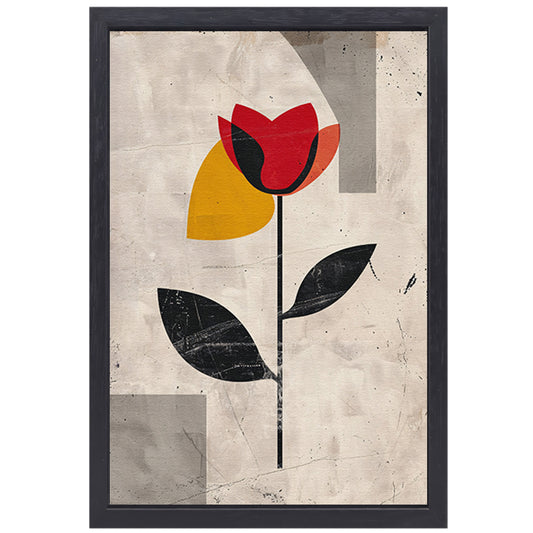 Moderne abstracte roos met kleurrijke accenten canvas met baklijst