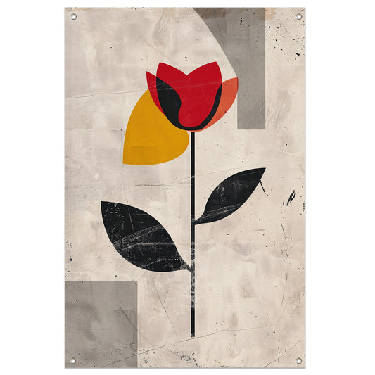 Moderne abstracte roos met kleurrijke accenten tuinposter