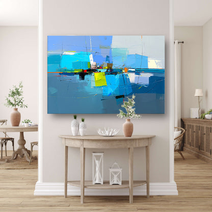 Abstract stadsgezicht in dynamische kleuren acrylglas