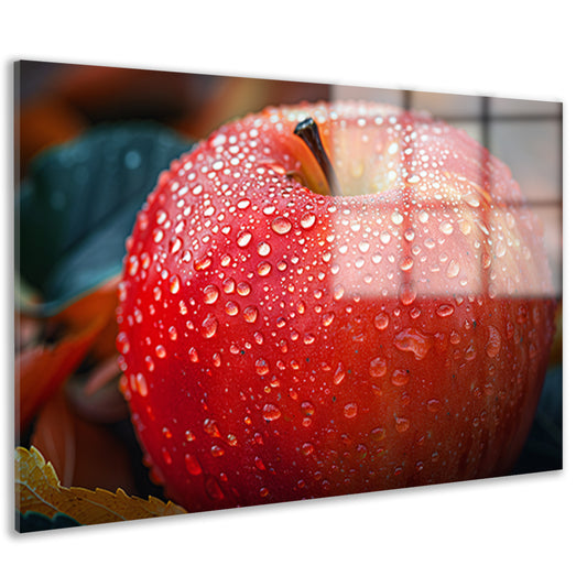 Frisse ochtenddauw op rode appel acrylglas