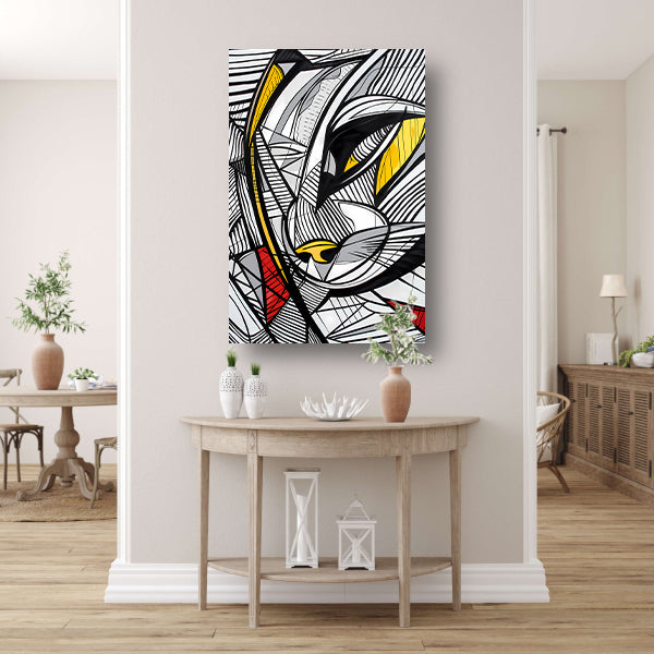 Abstracte lijntekening van een katachtige in kleur poster