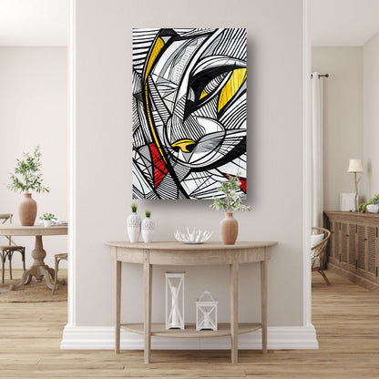 Abstracte lijntekening van een katachtige in kleur poster