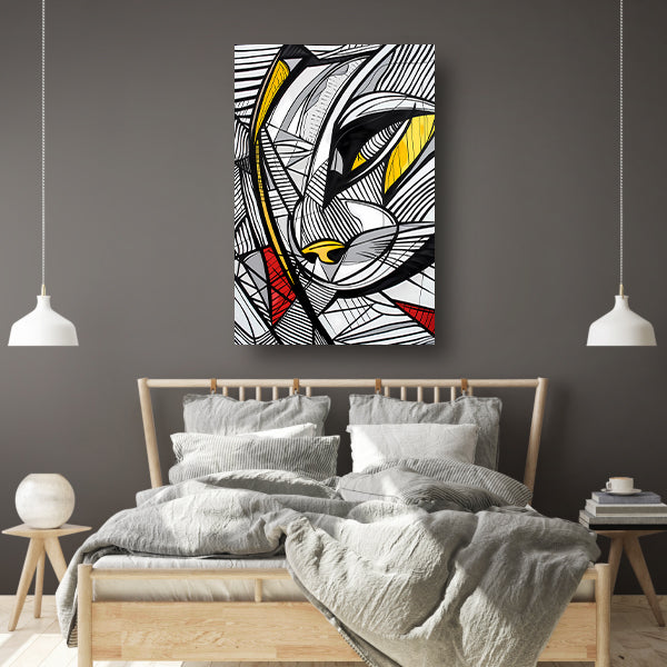 Abstracte lijntekening van een katachtige in kleur poster