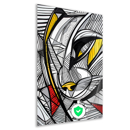 Abstracte lijntekening van een katachtige in kleur poster