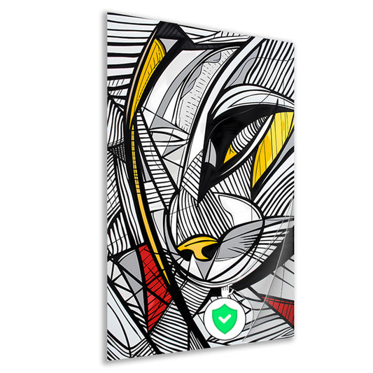 Abstracte lijntekening van een katachtige in kleur poster