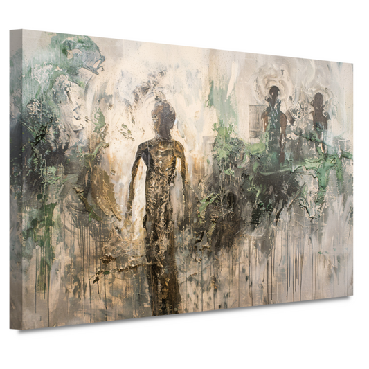 Abstracte Dans in Goud en Zwart canvas