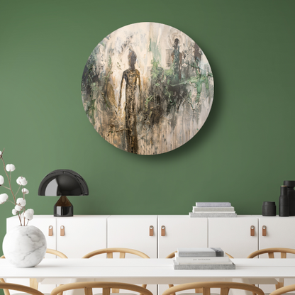 Abstracte Dans in Goud en Zwart forex muurcirkel