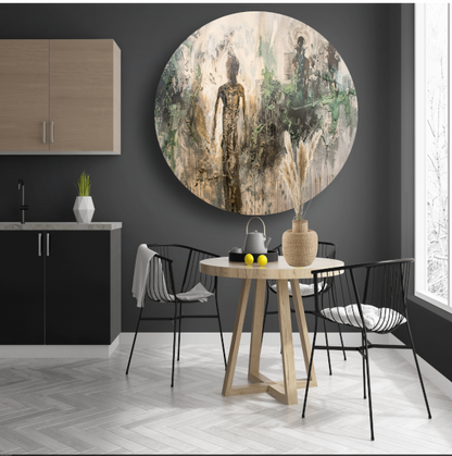 Abstracte Dans in Goud en Zwart forex muurcirkel