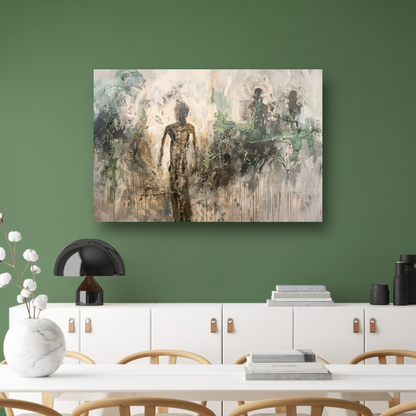 Abstracte Dans in Goud en Zwart canvas