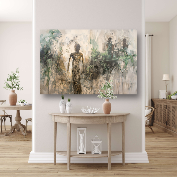 Abstracte Dans in Goud en Zwart canvas