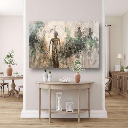 Abstracte Dans in Goud en Zwart canvas