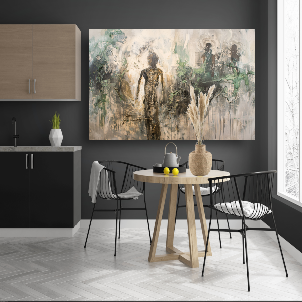Abstracte Dans in Goud en Zwart canvas