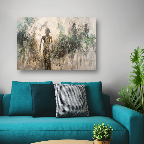 Abstracte Dans in Goud en Zwart canvas