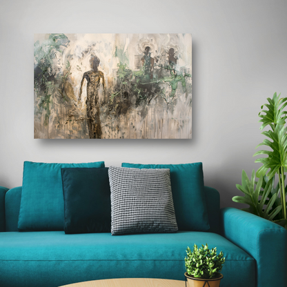 Abstracte Dans in Goud en Zwart canvas