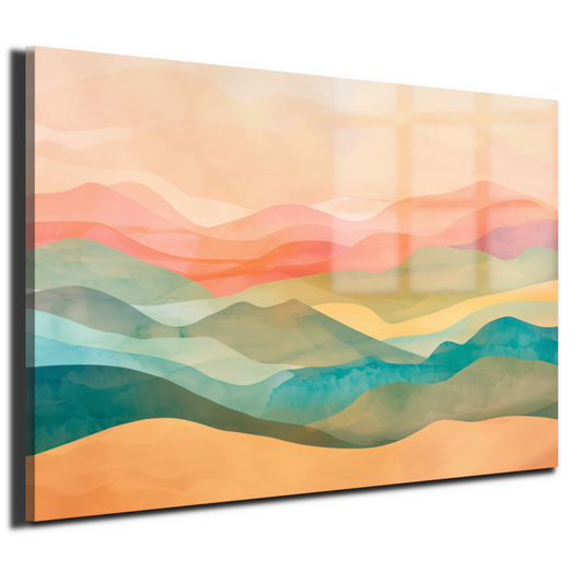 Abstracte heuvels in levendige kleurencombinatie acrylglas