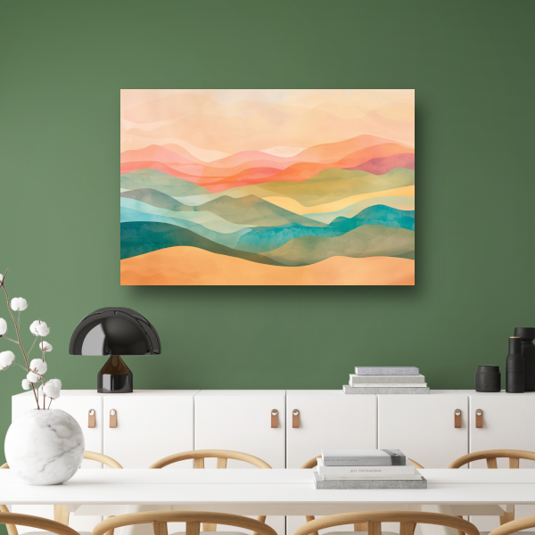 Abstracte heuvels in levendige kleurencombinatie canvas
