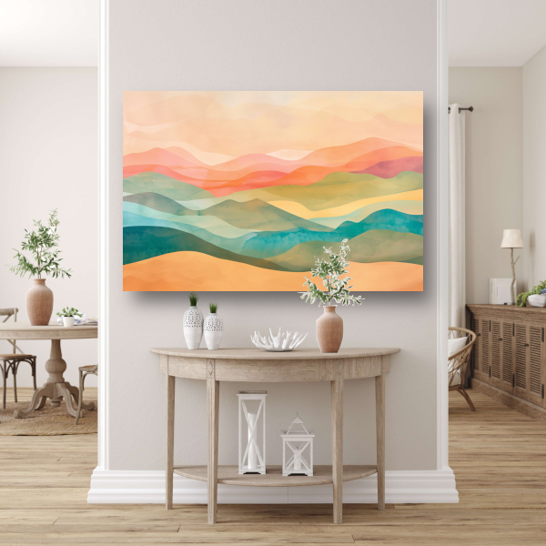 Abstracte heuvels in levendige kleurencombinatie canvas