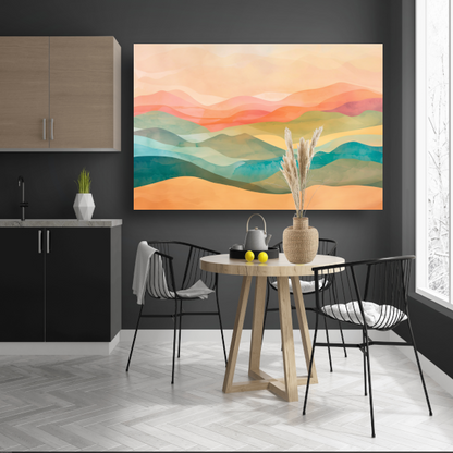 Abstracte heuvels in levendige kleurencombinatie canvas