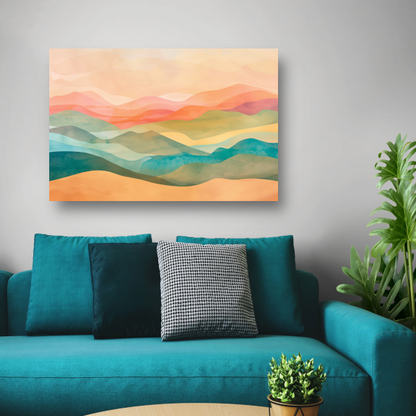 Abstracte heuvels in levendige kleurencombinatie canvas