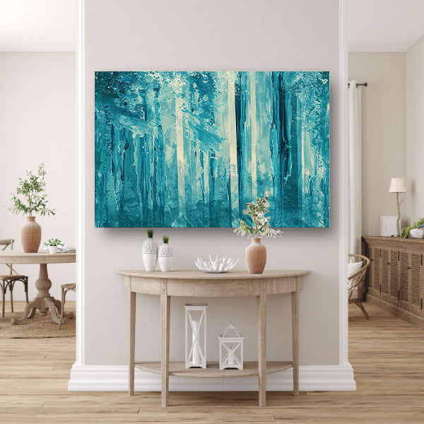 Abstract surrealistisch bos met blauwe tinten canvas