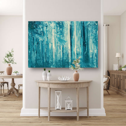 Abstract surrealistisch bos met blauwe tinten canvas