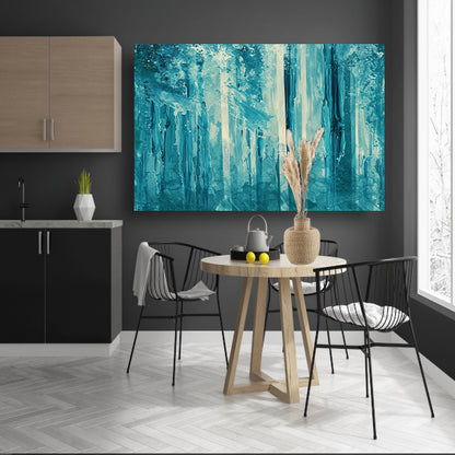 Abstract surrealistisch bos met blauwe tinten poster