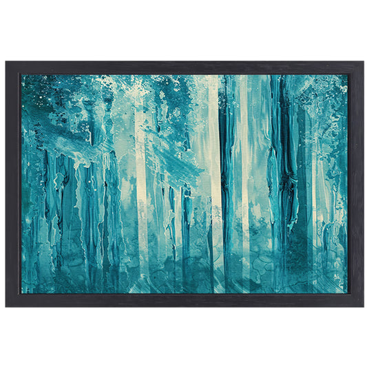 Abstract surrealistisch bos met blauwe tinten canvas met baklijst