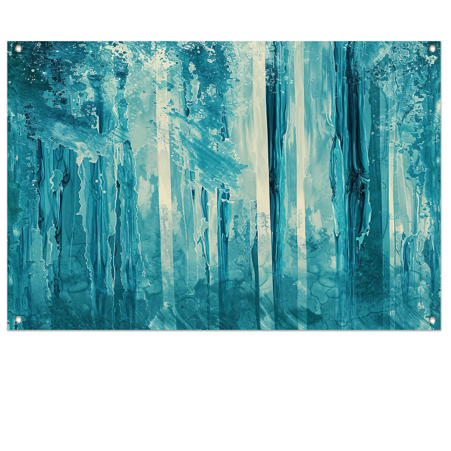 Abstract surrealistisch bos met blauwe tinten tuinposter