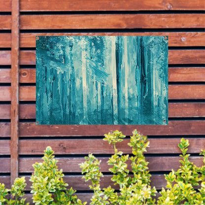 Abstract surrealistisch bos met blauwe tinten tuinposter