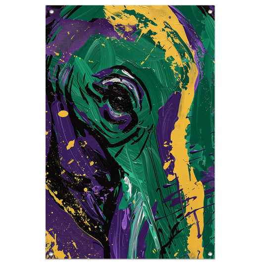 Kleurrijke abstracte kunst met penseelstreken tuinposter