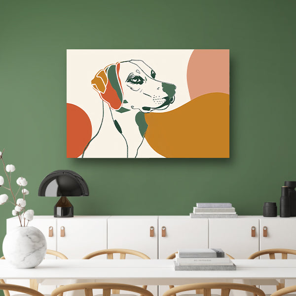 Abstracte lijntekening van een hond in kleur poster