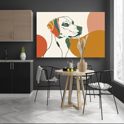 Abstracte lijntekening van een hond in kleur poster