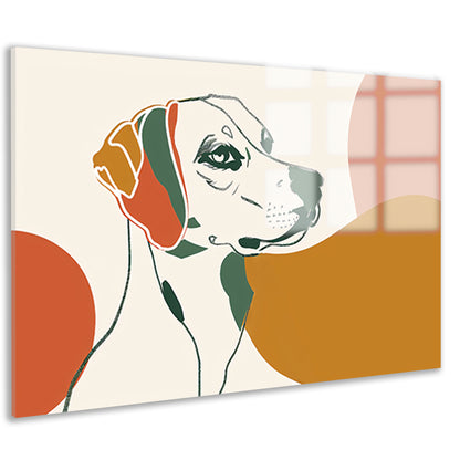 Abstracte lijntekening van een hond in kleur acrylglas